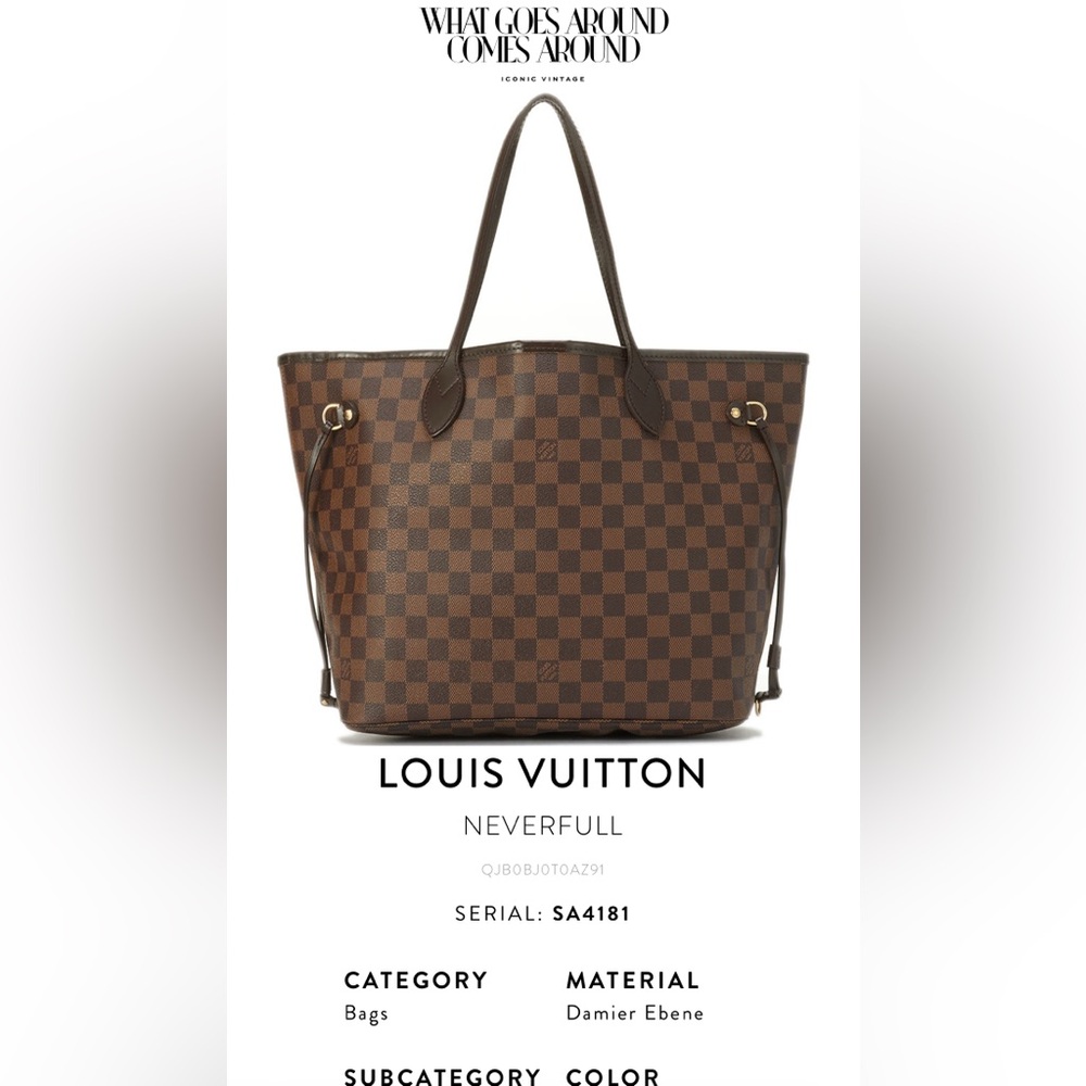 Louis Vuitton Brown Damier MM Neverfull Bag